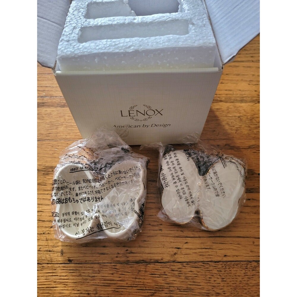 Lenox Porcelain Butterfly Trinket Box w/ Lid White New